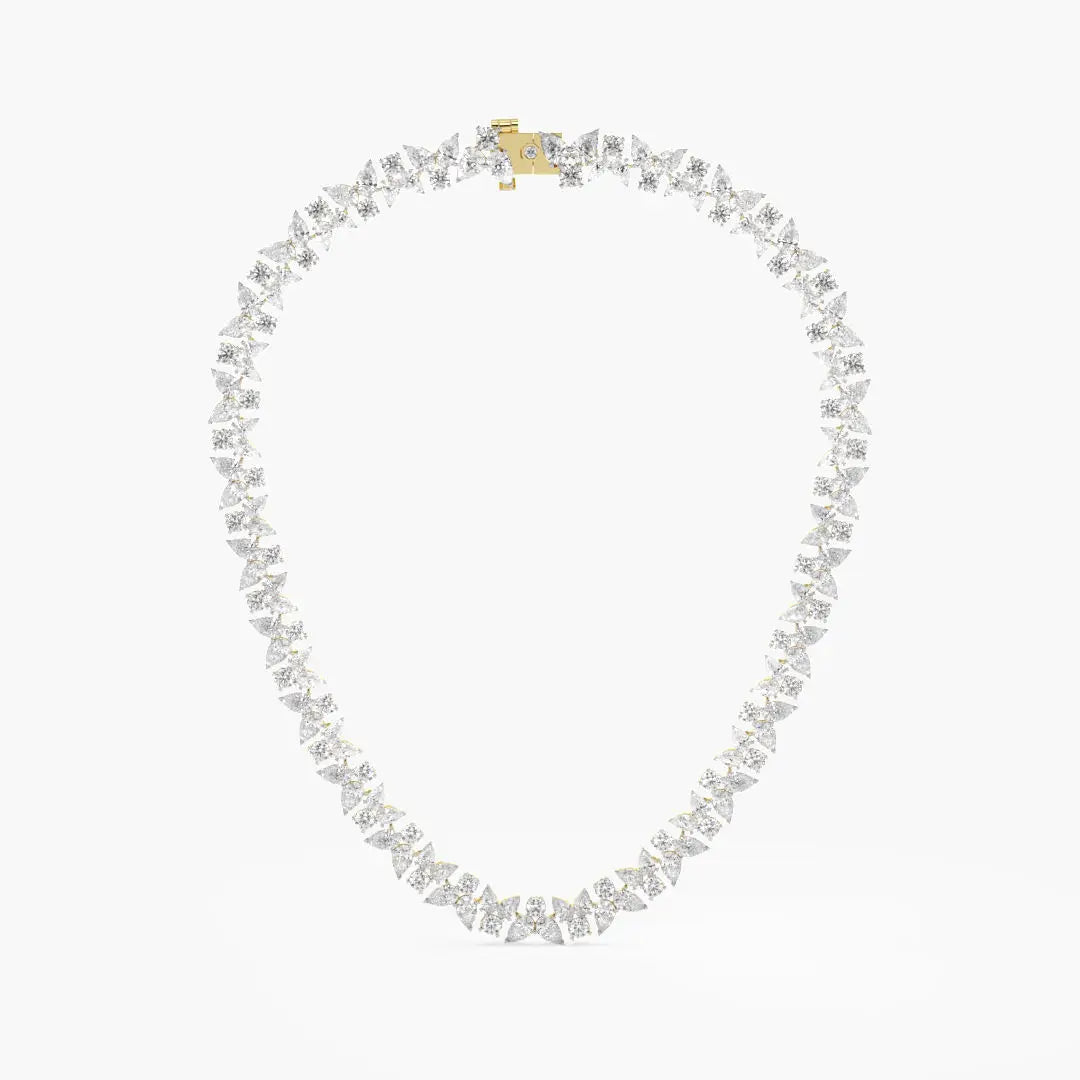 Fancy Moissanite Cluster Necklace 57.05 Ct. Tw. 14K Yellow & White Gold Sterling Silver Gift Engagement Party Strand