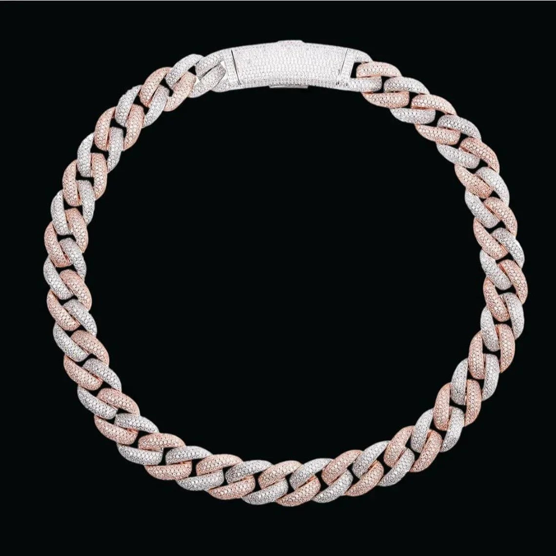 Premium 10K Rose Gold Cuban Link Chain 18mm Iced Moissanite Rhodium Plated Hip Hop Necklace Men IGI Certified Luxira Jewels