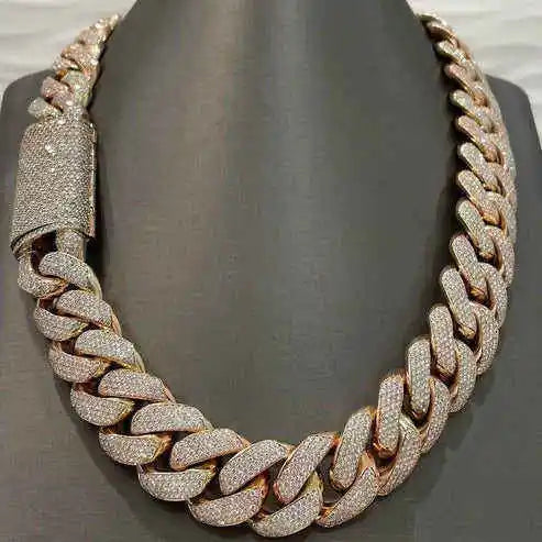 18mm Miami Cuban Link Chain 10k 14k Rose White Yellow Gold Rhodium Plated Moissanite Iced Hip Hop Men's Necklace Luxira Jewels