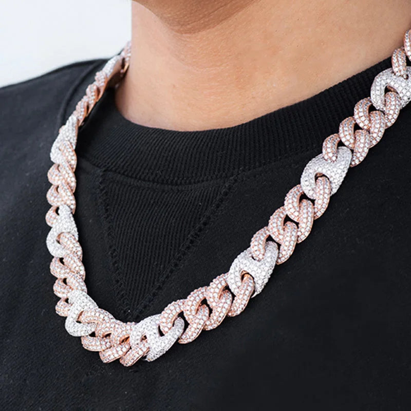 Luxira Jewels Silver Iced 20mm Cuban Link Chain Moissanite Diamonds Rhodium Plated IGI Certified Luxury Hip Hop Men's Necklace