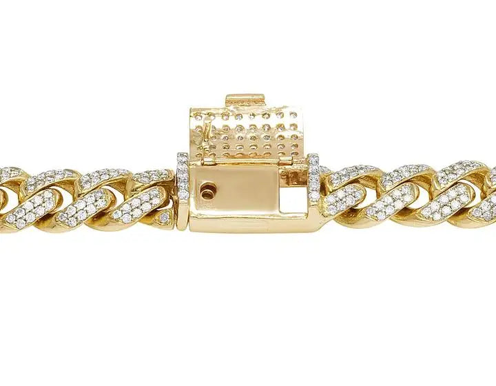Miami Cuban Chocker Chain Necklace Hip Hop Style Cuban Link Diamond Necklace Chain 14K Yellow Gold Iced Out Chains Bracelet