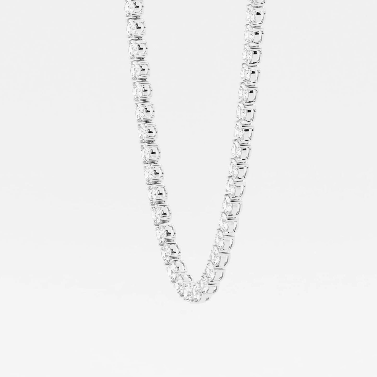 Fine Fashionable High Jewelry Lab Diamond Studded Tennis Chain Necklace in 18k Solid White Gold Classic Handmade Bridal Jewelry