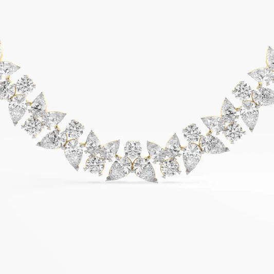 Fancy Moissanite Cluster Necklace 57.05 Ct. Tw. 14K Yellow & White Gold Sterling Silver Gift Engagement Party Strand