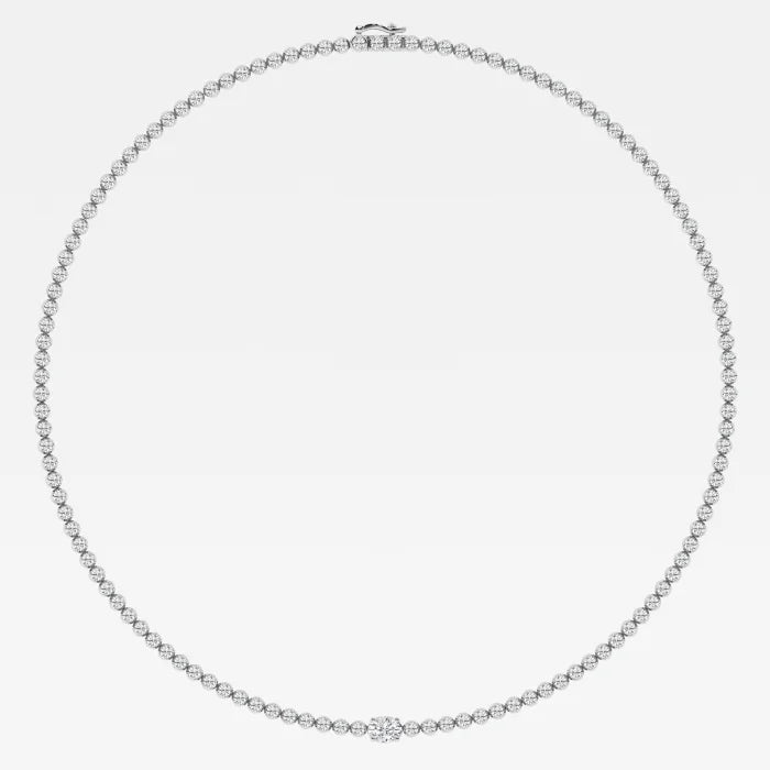 Fine Fashionable High Jewelry Lab Diamond Studded Tennis Chain Necklace in 18k Solid White Gold Classic Handmade Bridal Jewelry