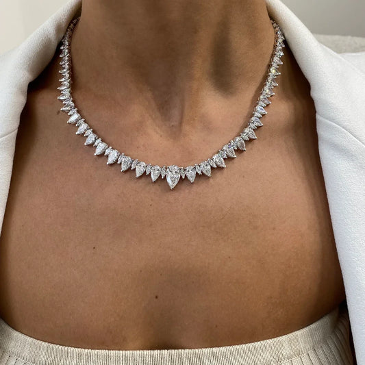 Best Seller IGI Certified VVS Marquise And Pear Cut Lab Grown Diamond 14k Solid Gold Necklace High End Jewelry From India
