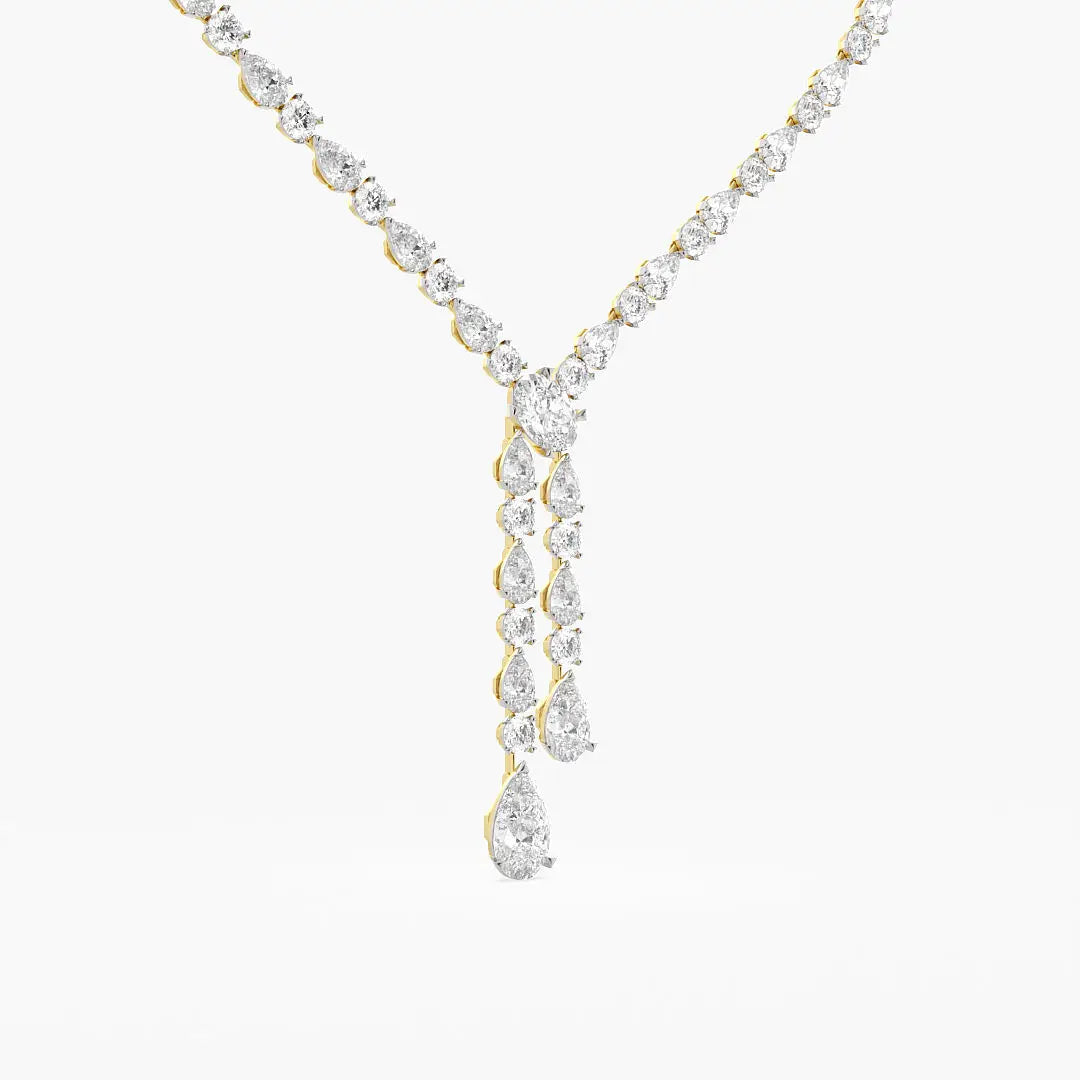Fancy Moissanite Tapered Baguette Cut Drop Necklace in 18K Yellow Gold (40.80 Ct. Tw.) Women's Anniversary Engagement