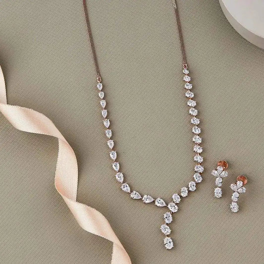 Luxury Multi Shape Moissanite Tennis Choker Necklace Earring Set Brass Rhodium Plated Tapered Baguette Cut Wedding Party Gift