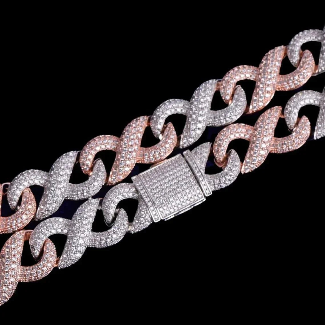 Luxury 16mm Men's Rhodium Plated Moissanite Hip Hop Chain Necklace 2 Row Prong Iced Out in 14K White Rose Gold Rapper Jewelry