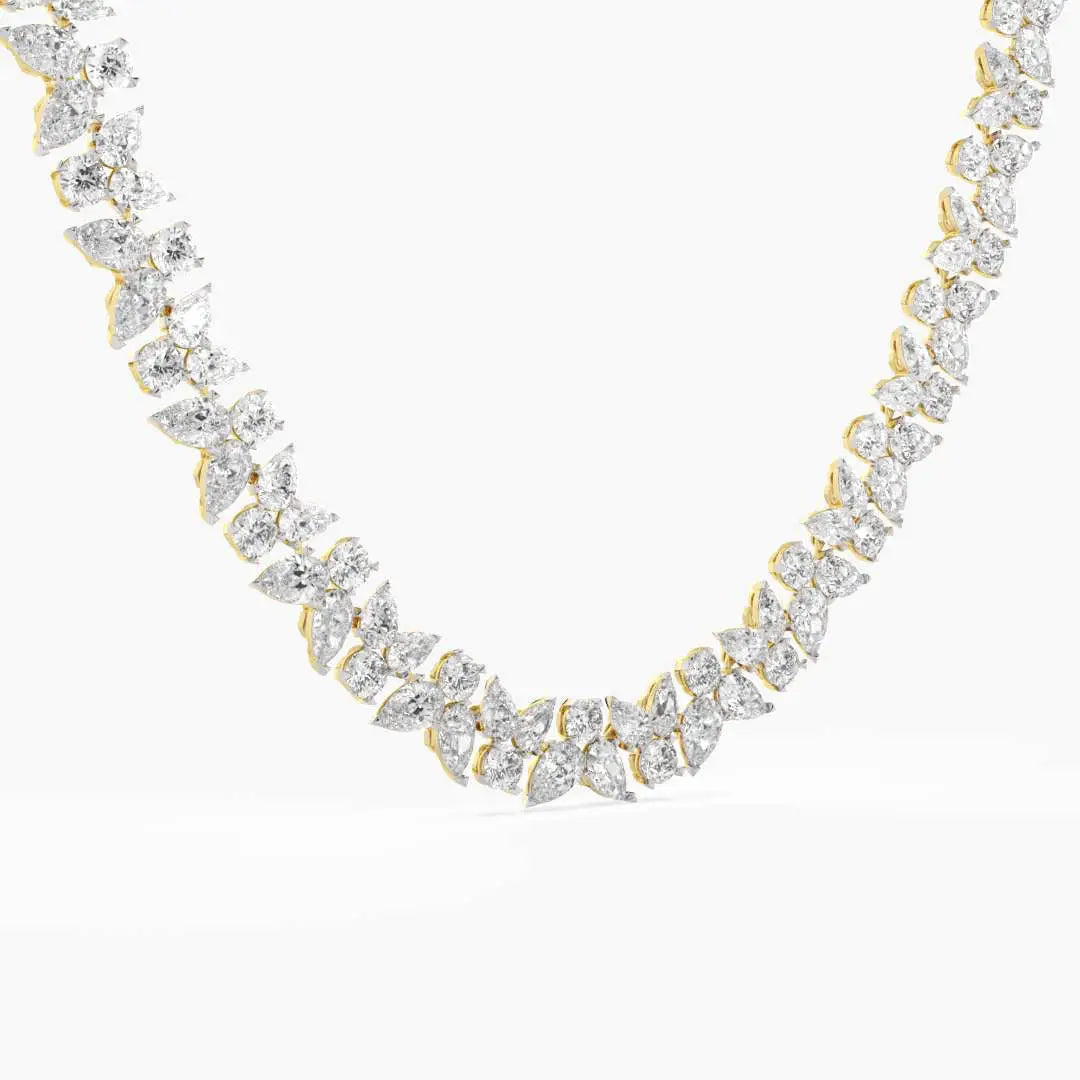 Fancy Moissanite Cluster Necklace 57.05 Ct. Tw. 14K Yellow & White Gold Sterling Silver Gift Engagement Party Strand