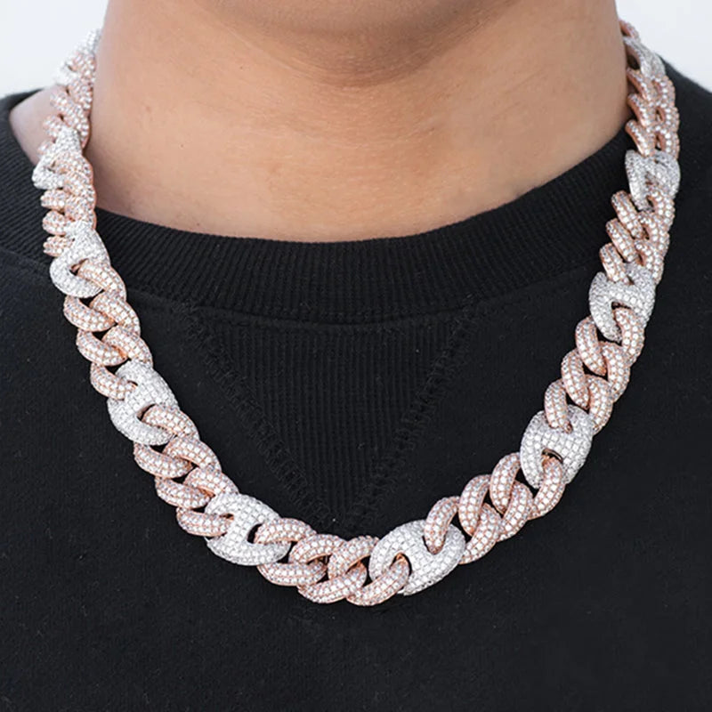 Luxira Jewels Silver Iced 20mm Cuban Link Chain Moissanite Diamonds Rhodium Plated IGI Certified Luxury Hip Hop Men's Necklace