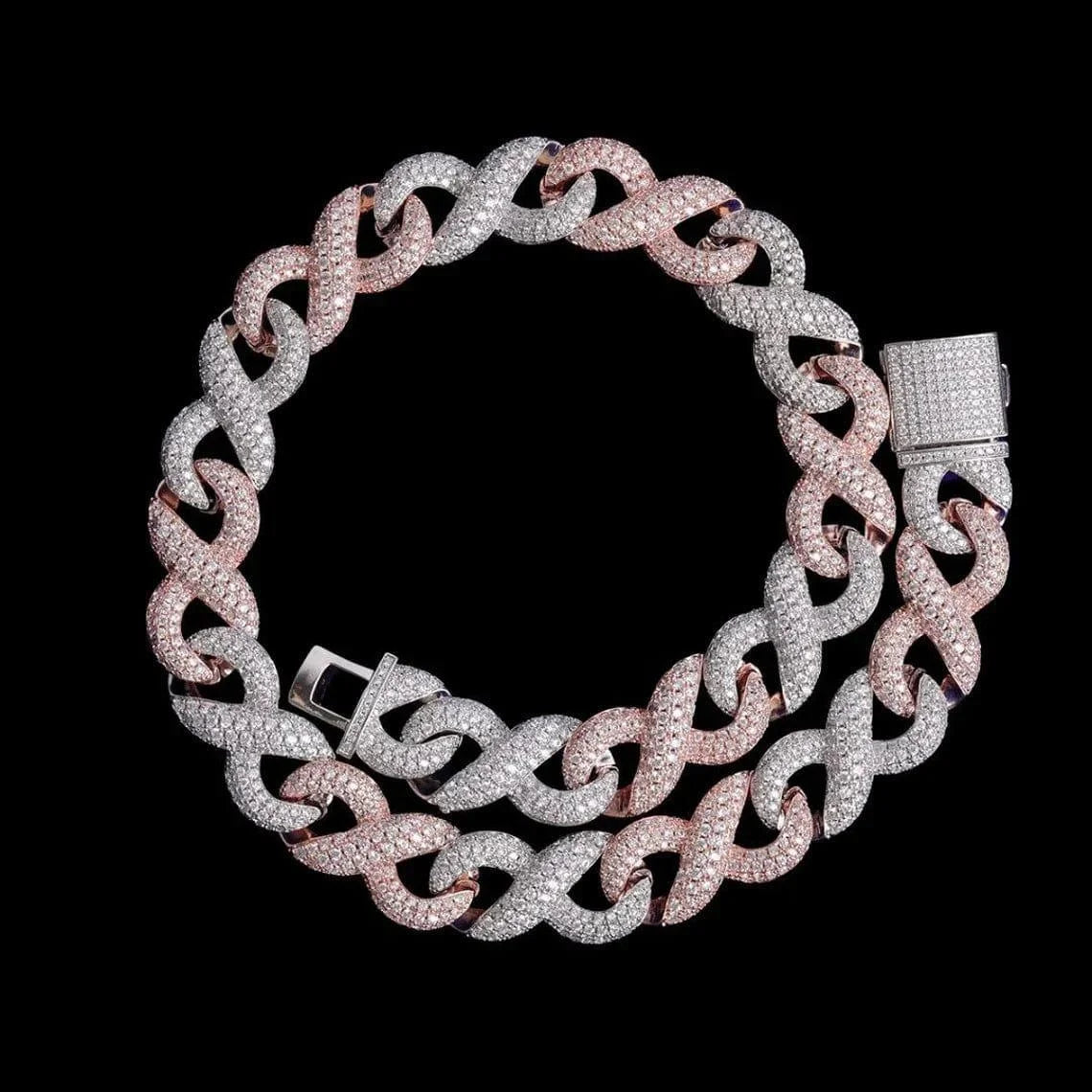 Luxury 16mm Men's Rhodium Plated Moissanite Hip Hop Chain Necklace 2 Row Prong Iced Out in 14K White Rose Gold Rapper Jewelry
