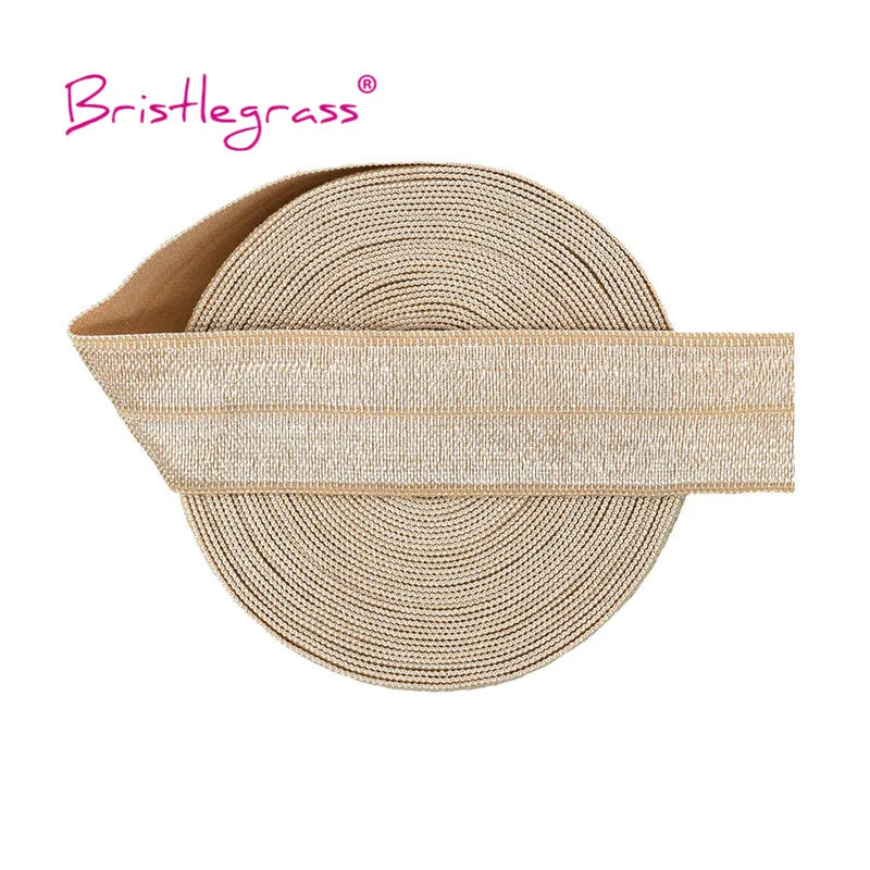 BRISTLEGRASS 2 5 10 Yard 3/4" 20mm Solid Shiny FOE Fold Over Elastic Spandex Satin Band Hair Tie Headband Dress Sewing Lace Trim