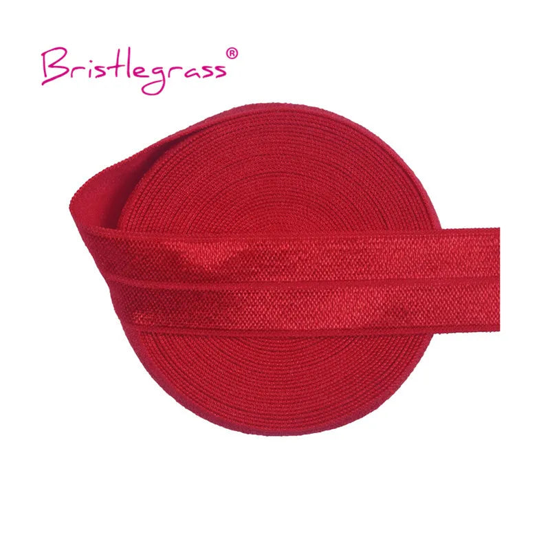 BRISTLEGRASS 2 5 10 Yard 3/4" 20mm Solid Shiny FOE Fold Over Elastic Spandex Satin Band Hair Tie Headband Dress Sewing Lace Trim