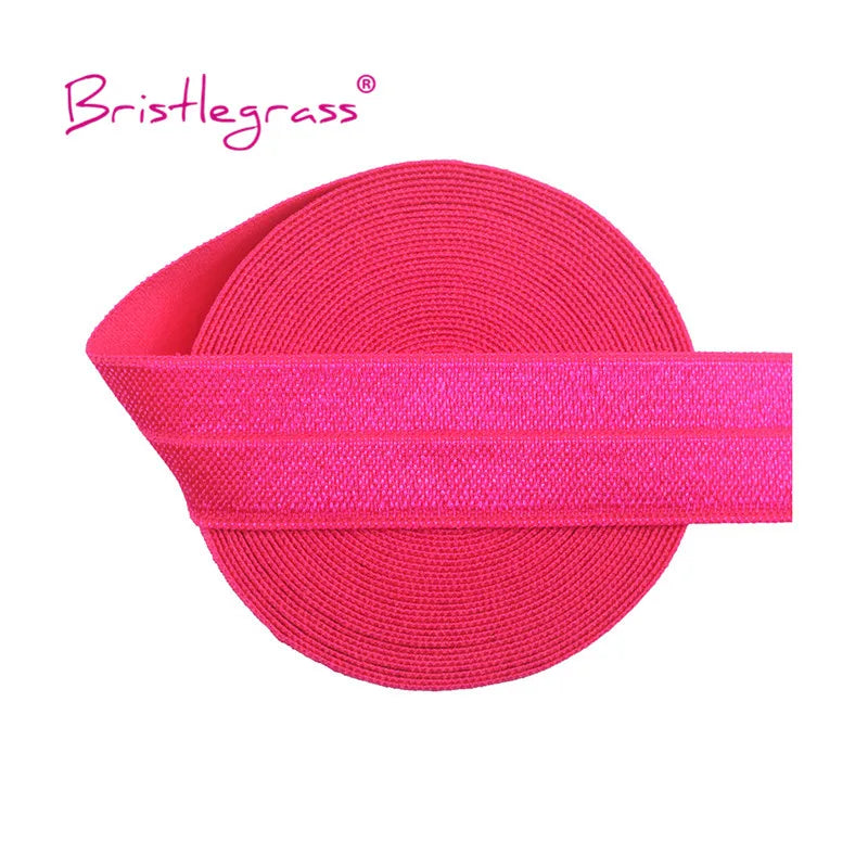 BRISTLEGRASS 2 5 10 Yard 3/4" 20mm Solid Shiny FOE Fold Over Elastic Spandex Satin Band Hair Tie Headband Dress Sewing Lace Trim