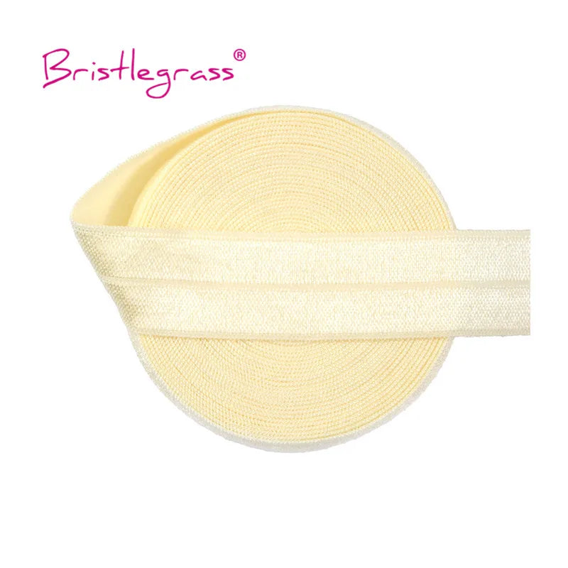 BRISTLEGRASS 2 5 10 Yard 3/4" 20mm Solid Shiny FOE Fold Over Elastic Spandex Satin Band Hair Tie Headband Dress Sewing Lace Trim