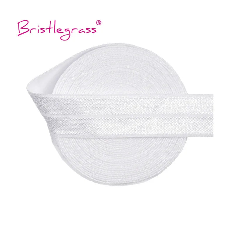 BRISTLEGRASS 2 5 10 Yard 3/4" 20mm Solid Shiny FOE Fold Over Elastic Spandex Satin Band Hair Tie Headband Dress Sewing Lace Trim
