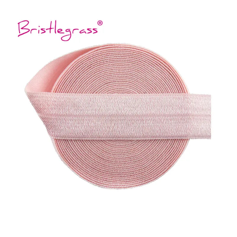 BRISTLEGRASS 2 5 10 Yard 3/4" 20mm Solid Shiny FOE Fold Over Elastic Spandex Satin Band Hair Tie Headband Dress Sewing Lace Trim