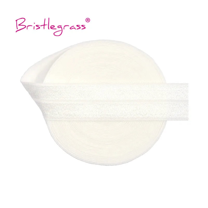 BRISTLEGRASS 2 5 10 Yard 3/4" 20mm Solid Shiny FOE Fold Over Elastic Spandex Satin Band Hair Tie Headband Dress Sewing Lace Trim