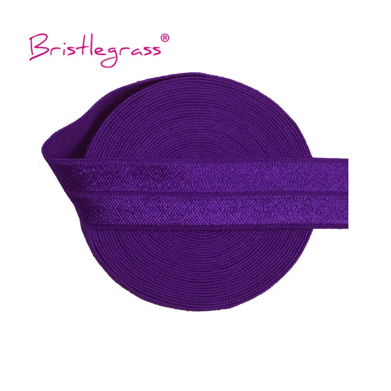 BRISTLEGRASS 2 5 10 Yard 3/4" 20mm Solid Shiny FOE Fold Over Elastic Spandex Satin Band Hair Tie Headband Dress Sewing Lace Trim