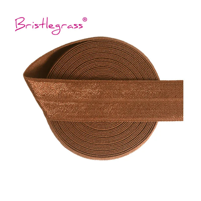 BRISTLEGRASS 2 5 10 Yard 3/4" 20mm Solid Shiny FOE Fold Over Elastic Spandex Satin Band Hair Tie Headband Dress Sewing Lace Trim
