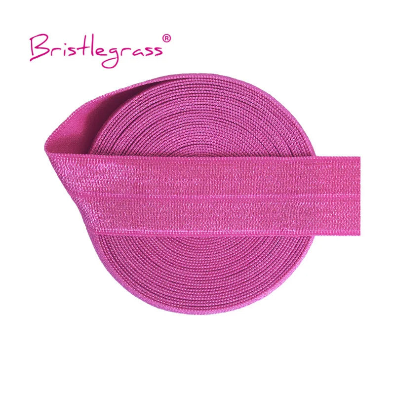BRISTLEGRASS 2 5 10 Yard 3/4" 20mm Solid Shiny FOE Fold Over Elastic Spandex Satin Band Hair Tie Headband Dress Sewing Lace Trim