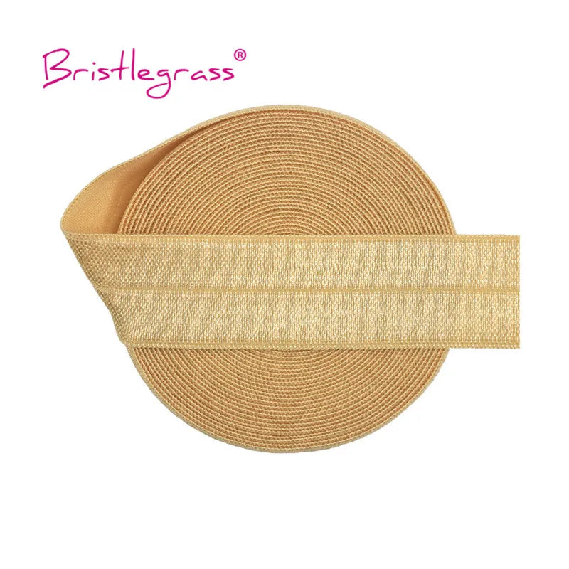 BRISTLEGRASS 2 5 10 Yard 3/4" 20mm Solid Shiny FOE Fold Over Elastic Spandex Satin Band Hair Tie Headband Dress Sewing Lace Trim