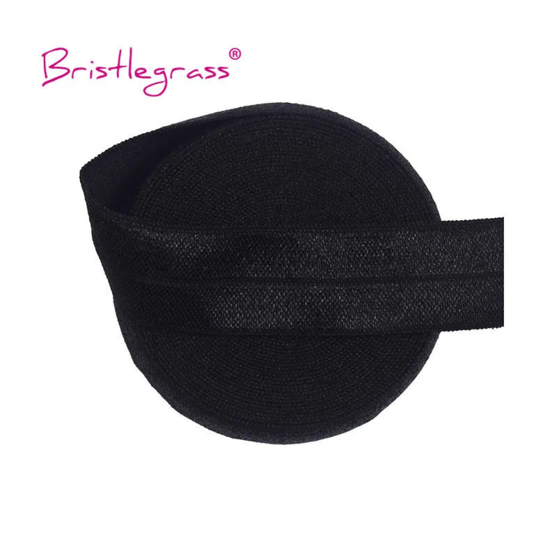 BRISTLEGRASS 2 5 10 Yard 3/4" 20mm Solid Shiny FOE Fold Over Elastic Spandex Satin Band Hair Tie Headband Dress Sewing Lace Trim