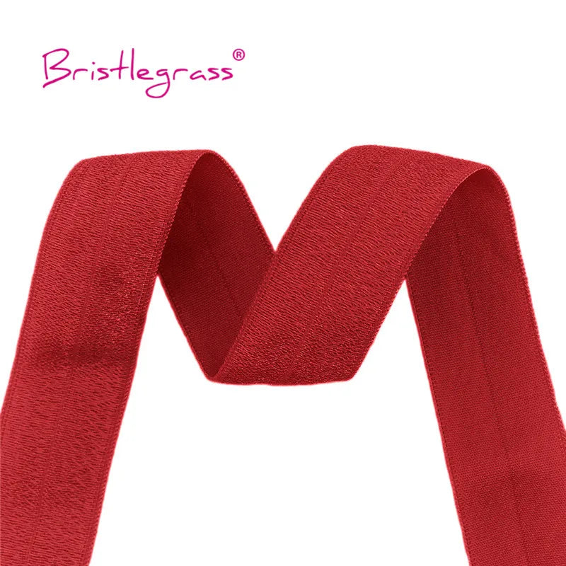 BRISTLEGRASS 2 5 10 Yard 3/4" 20mm Solid Shiny FOE Fold Over Elastic Spandex Satin Band Hair Tie Headband Dress Sewing Lace Trim