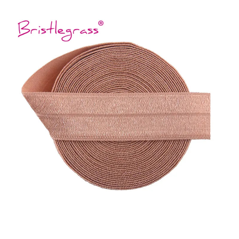BRISTLEGRASS 2 5 10 Yard 3/4" 20mm Solid Shiny FOE Fold Over Elastic Spandex Satin Band Hair Tie Headband Dress Sewing Lace Trim