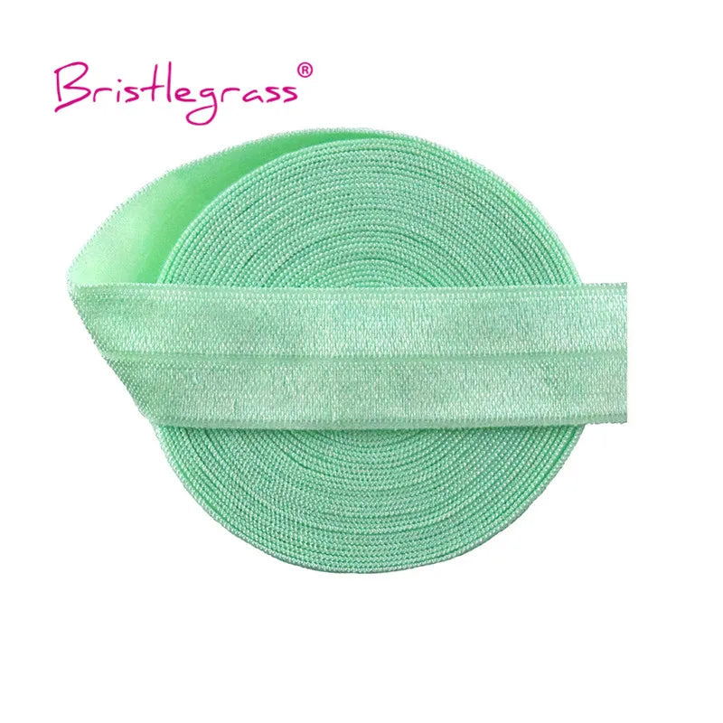 BRISTLEGRASS 2 5 10 Yard 3/4" 20mm Solid Shiny FOE Fold Over Elastic Spandex Satin Band Hair Tie Headband Dress Sewing Lace Trim