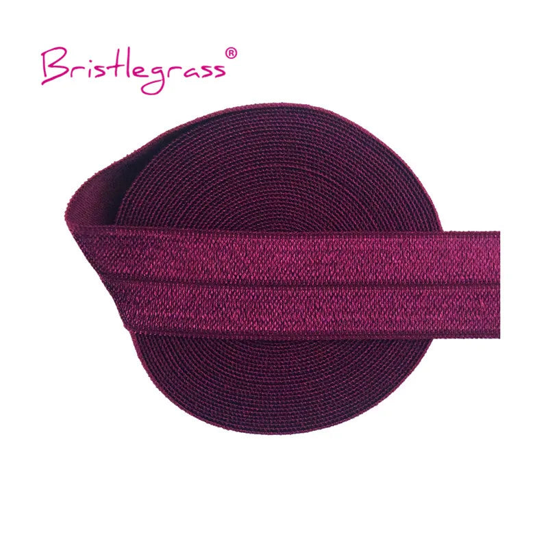 BRISTLEGRASS 2 5 10 Yard 3/4" 20mm Solid Shiny FOE Fold Over Elastic Spandex Satin Band Hair Tie Headband Dress Sewing Lace Trim