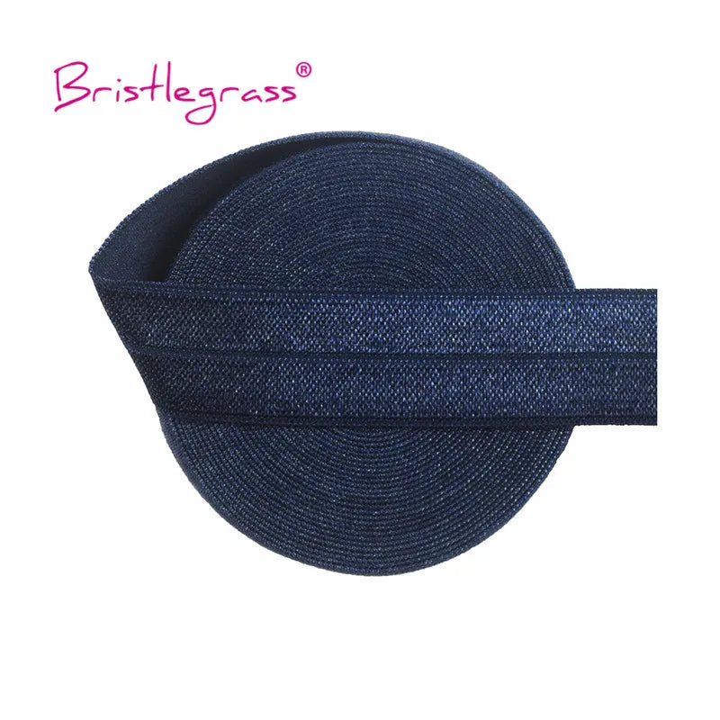 BRISTLEGRASS 2 5 10 Yard 3/4" 20mm Solid Shiny FOE Fold Over Elastic Spandex Satin Band Hair Tie Headband Dress Sewing Lace Trim