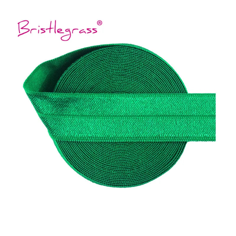 BRISTLEGRASS 2 5 10 Yard 3/4" 20mm Solid Shiny FOE Fold Over Elastic Spandex Satin Band Hair Tie Headband Dress Sewing Lace Trim