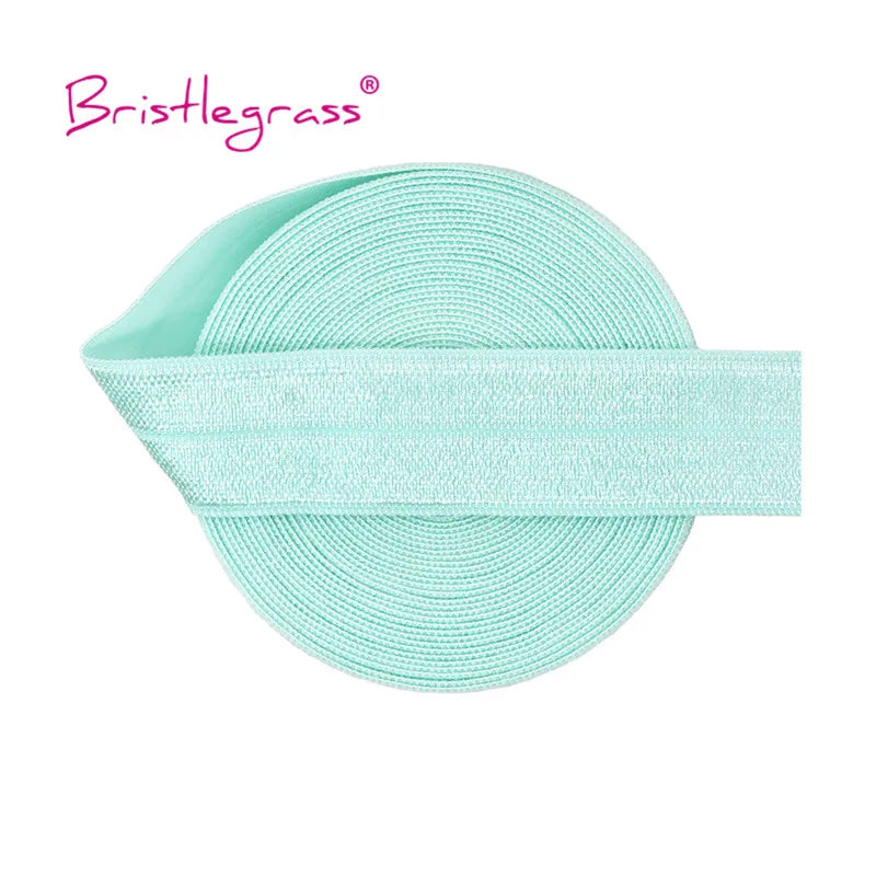 BRISTLEGRASS 2 5 10 Yard 3/4" 20mm Solid Shiny FOE Fold Over Elastic Spandex Satin Band Hair Tie Headband Dress Sewing Lace Trim