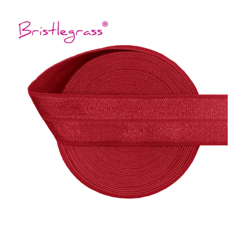 BRISTLEGRASS 2 5 10 Yard 3/4" 20mm Solid Shiny FOE Fold Over Elastic Spandex Satin Band Hair Tie Headband Dress Sewing Lace Trim