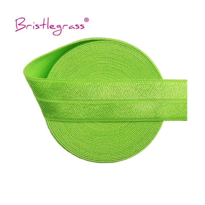 BRISTLEGRASS 2 5 10 Yard 3/4" 20mm Solid Shiny FOE Fold Over Elastic Spandex Satin Band Hair Tie Headband Dress Sewing Lace Trim