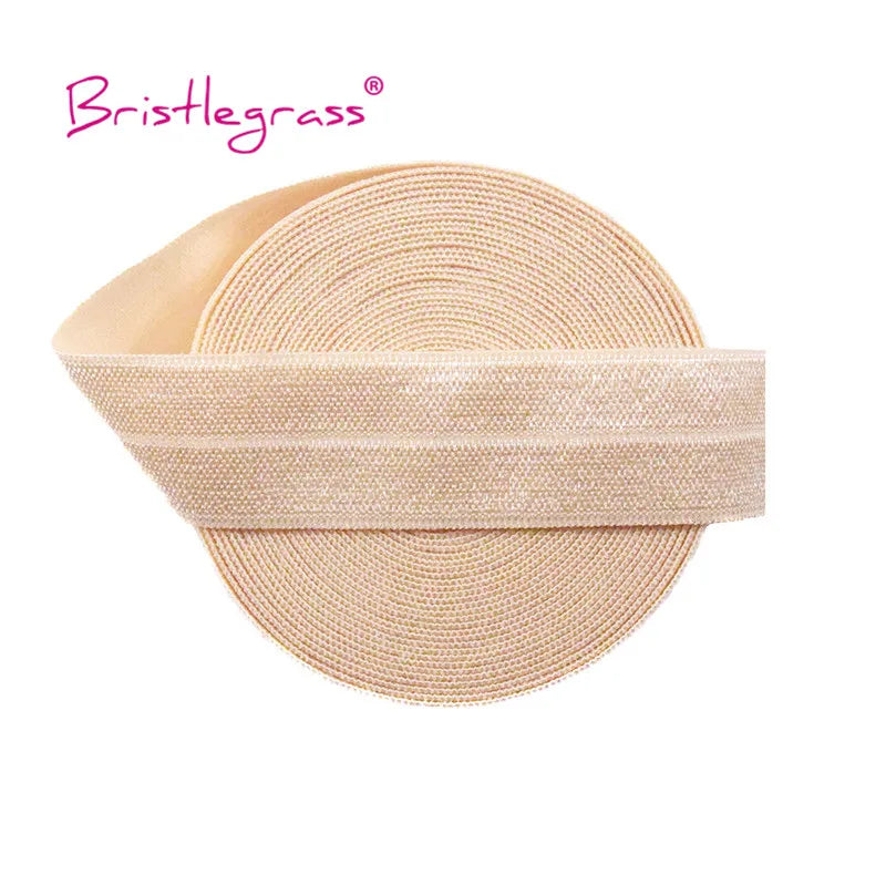BRISTLEGRASS 2 5 10 Yard 3/4" 20mm Solid Shiny FOE Fold Over Elastic Spandex Satin Band Hair Tie Headband Dress Sewing Lace Trim