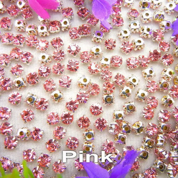 Colorful glass crystal Silver claw setting 3mm 4mm  5mm 6mm 7mm 8mm nice colors Sew on rhinestone beads bags wedding dress diy