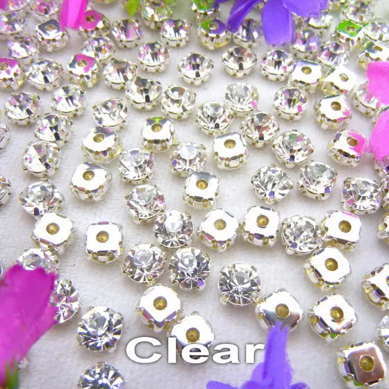 Colorful glass crystal Silver claw setting 3mm 4mm  5mm 6mm 7mm 8mm nice colors Sew on rhinestone beads bags wedding dress diy