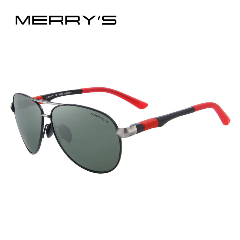 MERRYS DESIGN Men Classic Pilot Sunglasses HD Polarized Sunglasses For Driving Aviation Alloy Frame Spring Legs UV400 S8404