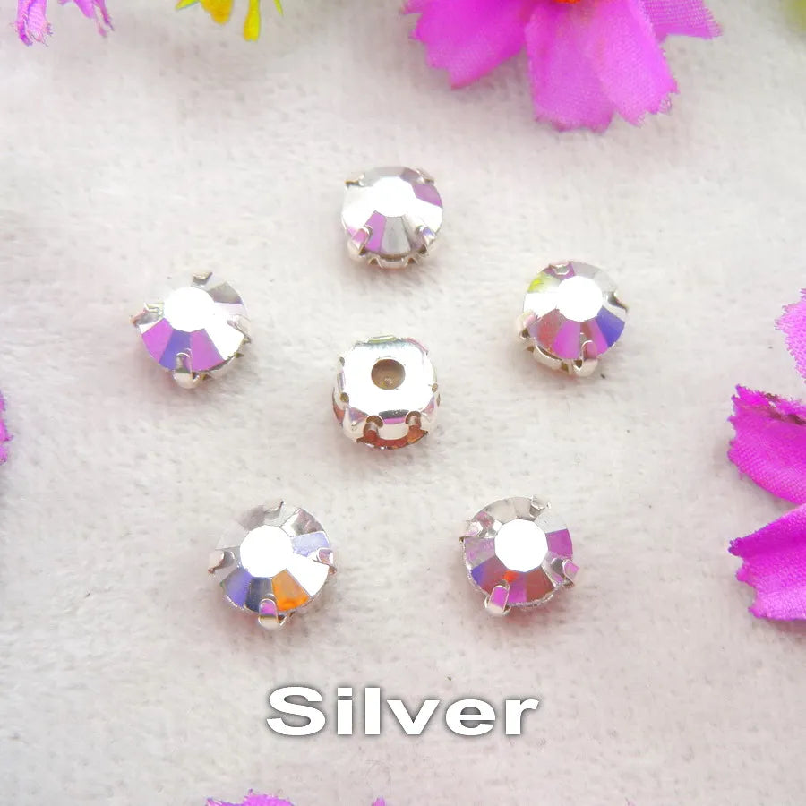 Colorful glass crystal Silver claw setting 3mm 4mm  5mm 6mm 7mm 8mm nice colors Sew on rhinestone beads bags wedding dress diy