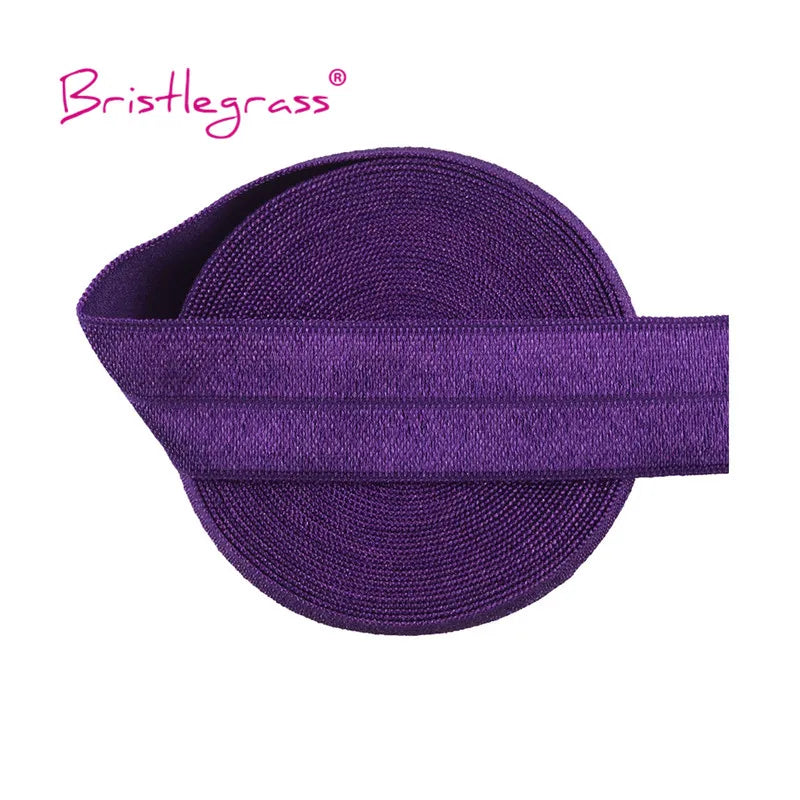BRISTLEGRASS 2 5 10 Yard 3/4" 20mm Solid Shiny FOE Fold Over Elastic Spandex Satin Band Hair Tie Headband Dress Sewing Lace Trim