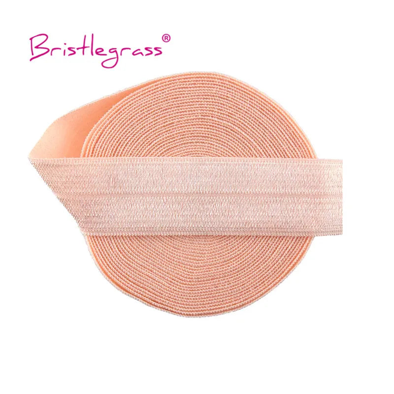 BRISTLEGRASS 2 5 10 Yard 3/4" 20mm Solid Shiny FOE Fold Over Elastic Spandex Satin Band Hair Tie Headband Dress Sewing Lace Trim