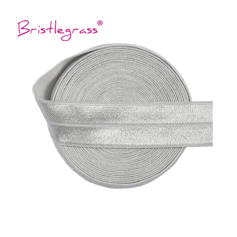 BRISTLEGRASS 2 5 10 Yard 3/4" 20mm Solid Shiny FOE Fold Over Elastic Spandex Satin Band Hair Tie Headband Dress Sewing Lace Trim