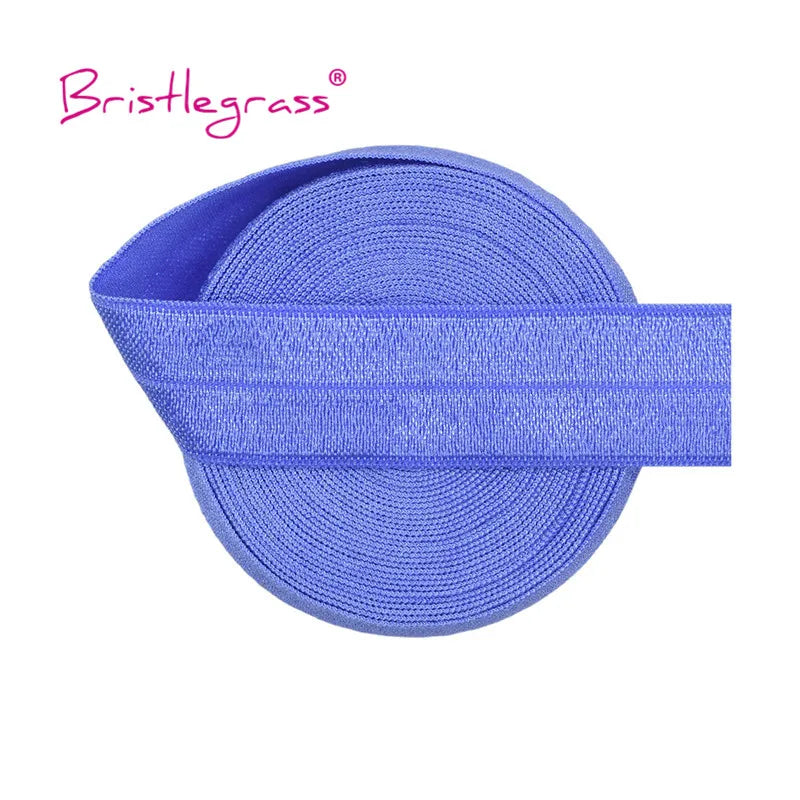 BRISTLEGRASS 2 5 10 Yard 3/4" 20mm Solid Shiny FOE Fold Over Elastic Spandex Satin Band Hair Tie Headband Dress Sewing Lace Trim