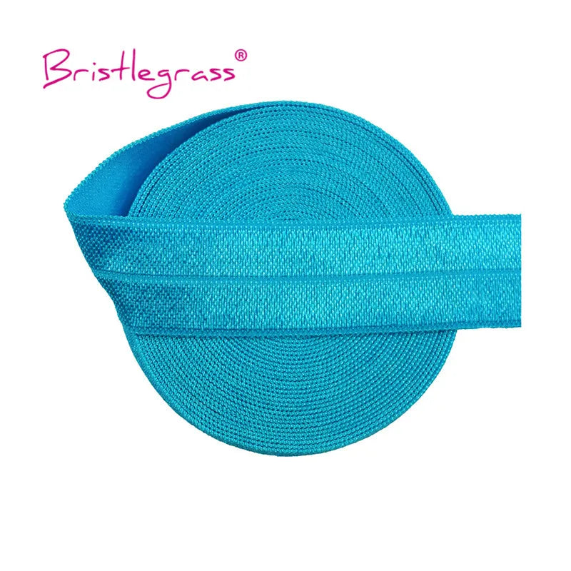 BRISTLEGRASS 2 5 10 Yard 3/4" 20mm Solid Shiny FOE Fold Over Elastic Spandex Satin Band Hair Tie Headband Dress Sewing Lace Trim