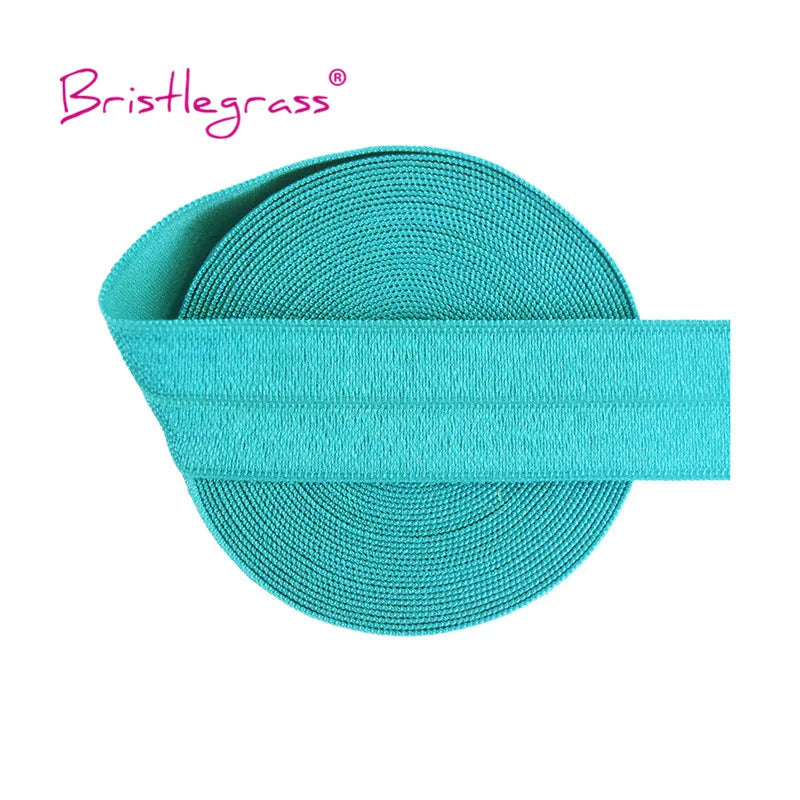 BRISTLEGRASS 2 5 10 Yard 3/4" 20mm Solid Shiny FOE Fold Over Elastic Spandex Satin Band Hair Tie Headband Dress Sewing Lace Trim