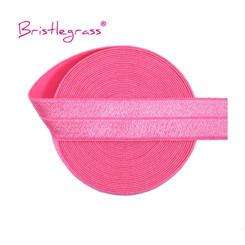 BRISTLEGRASS 2 5 10 Yard 3/4" 20mm Solid Shiny FOE Fold Over Elastic Spandex Satin Band Hair Tie Headband Dress Sewing Lace Trim