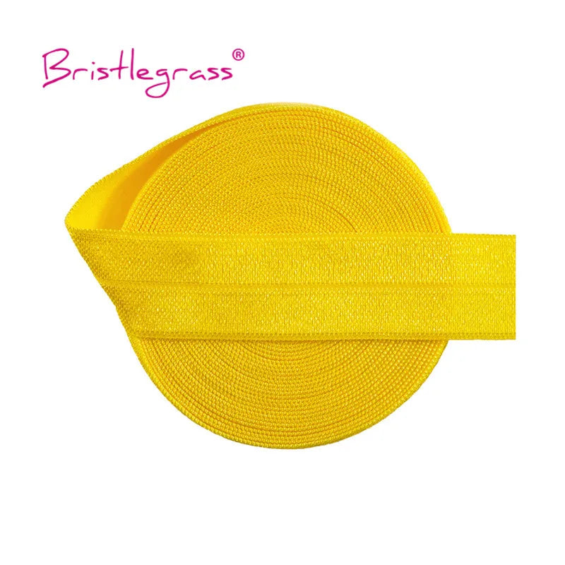 BRISTLEGRASS 2 5 10 Yard 3/4" 20mm Solid Shiny FOE Fold Over Elastic Spandex Satin Band Hair Tie Headband Dress Sewing Lace Trim