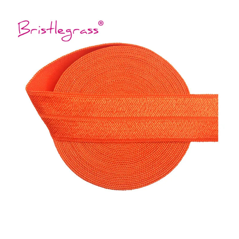 BRISTLEGRASS 2 5 10 Yard 3/4" 20mm Solid Shiny FOE Fold Over Elastic Spandex Satin Band Hair Tie Headband Dress Sewing Lace Trim